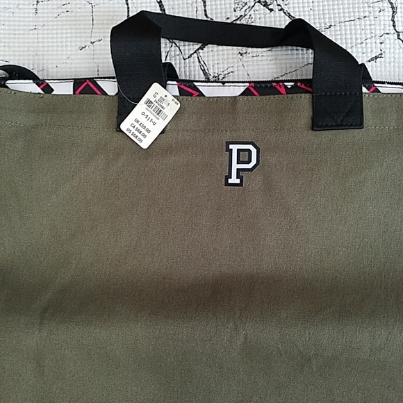 VS Pink 2-in-1 army green tote with cooler insert - Picture 5 of 6